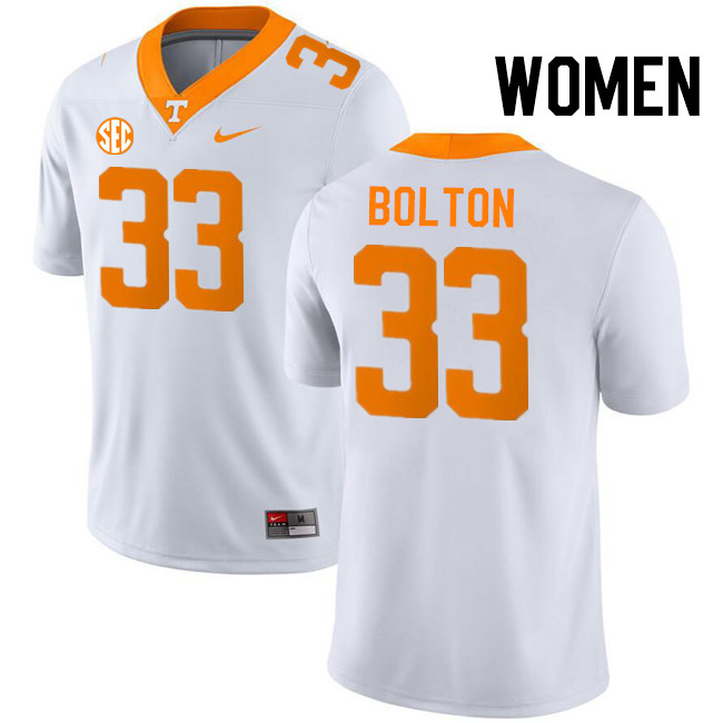 Women #33 Ben Bolton Tennessee Volunteers College Football Jerseys Stitched-White